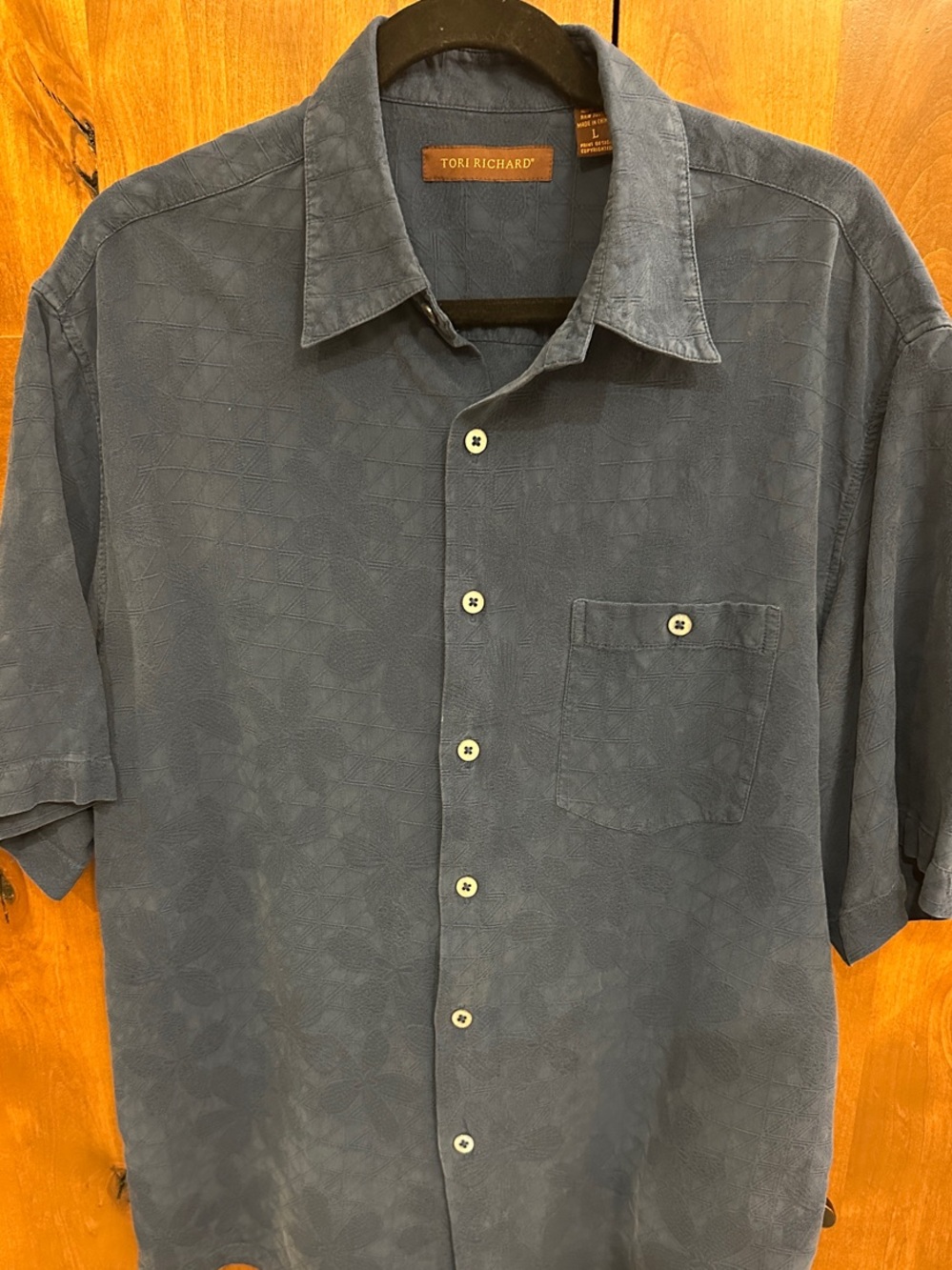 Tori Richard Men's Short Sleeve Button-Down Shirt in Slate Blue